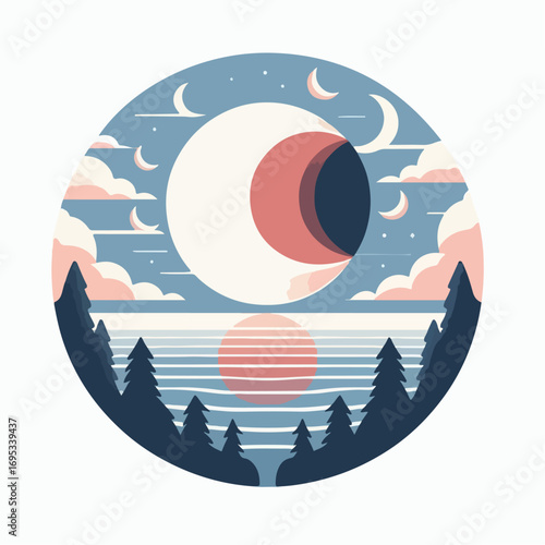 lunar eclipse vector illustration