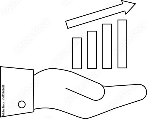 rising graph icon and giving icon with white background