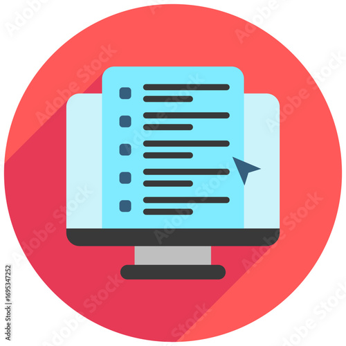 Online Exam Rounded Color Icon Mini Illustration Icon. Use For Modern Concept, Print, Ui, Ux Kit, Web And App Development. Vector Related To Office, Education, Examination And More