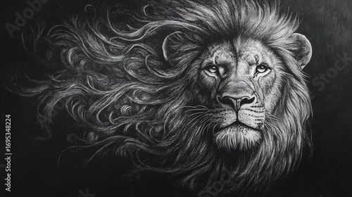 Majestic Lion: A Dramatic Black and White Portrait
