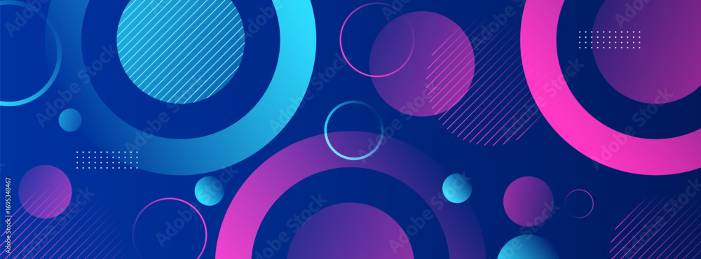 Obraz premium Modern Abstract Circle Background with Neon Gradient.pinl and blue gradations.simple design.vector eps 10