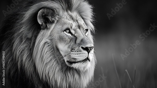 Majestic Lion Portrait: A Monochrome Masterpiece