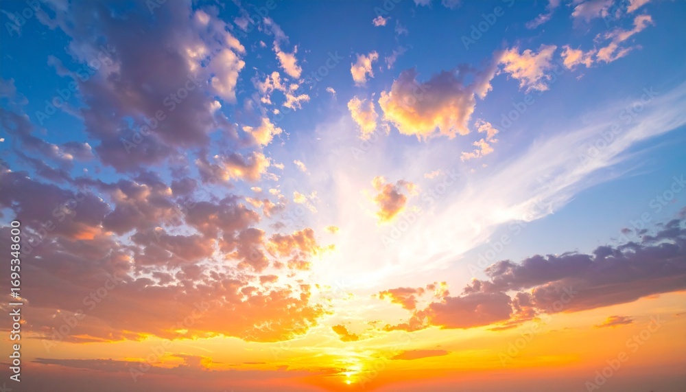 Fototapeta premium Colorful sky concept background: Beautiful sunset with twilight colored sky and clouds