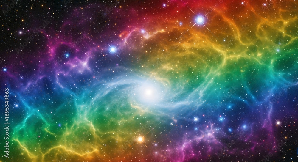 Fototapeta premium Vibrant Cosmic Nebula Displaying Swirling Galaxy Colors