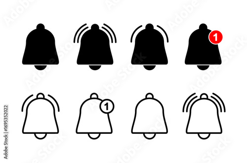 Bell icon logo design. Notification sign and symbol for web site design
