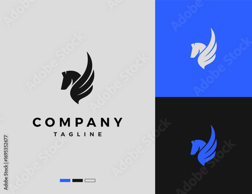 Obraz na plátně simple pegasus silhouette logo design
