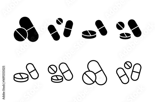 Pills icon logo design. capsule icon. Drug sign and symbol
