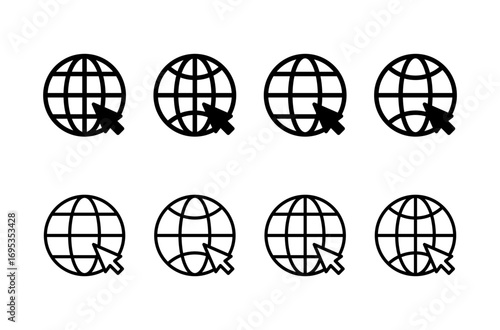 Web icon logo design. go to web sign and symbol. web click icon. Global search icon