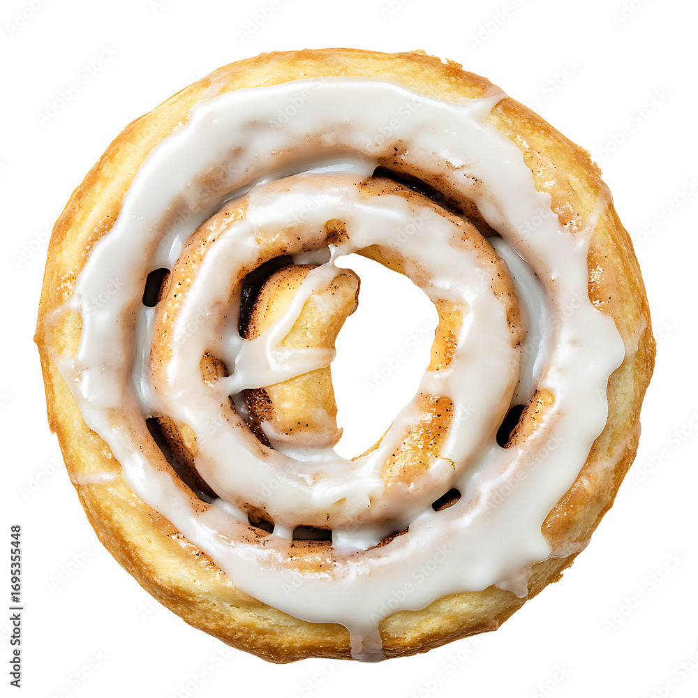 Fototapeta premium Glazed Cinnamon Roll with Swirled Icing