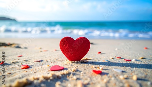 Red heart on a beach