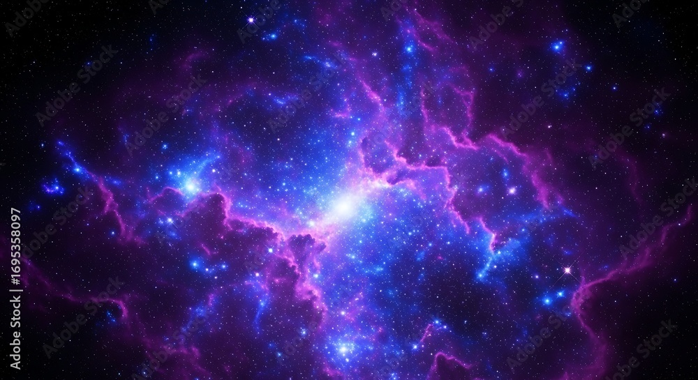 Fototapeta premium Cosmic Nebula Glowing with Stars and Gas Clouds