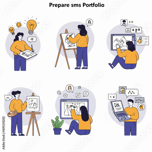Artistic Portfolio Preparation: Sketching, Painting, Digital Design, and Showcasing Creative Works.