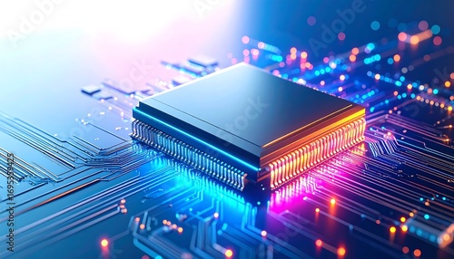 Intricate microchip design for modern computing and technological advancement