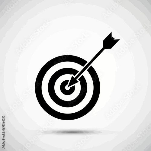 Vector art of target with arrow hitting the bullseye, representing goals, success, accuracy, and focus