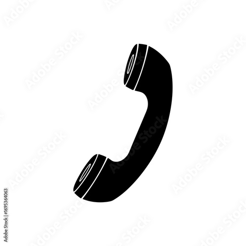 Vector art of black icon representing a telephone receiver