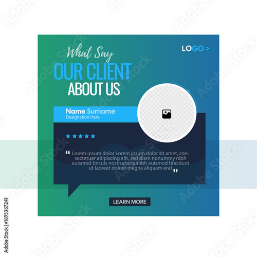 Modern testimonial template design for client feedback, customer review, and business promotion