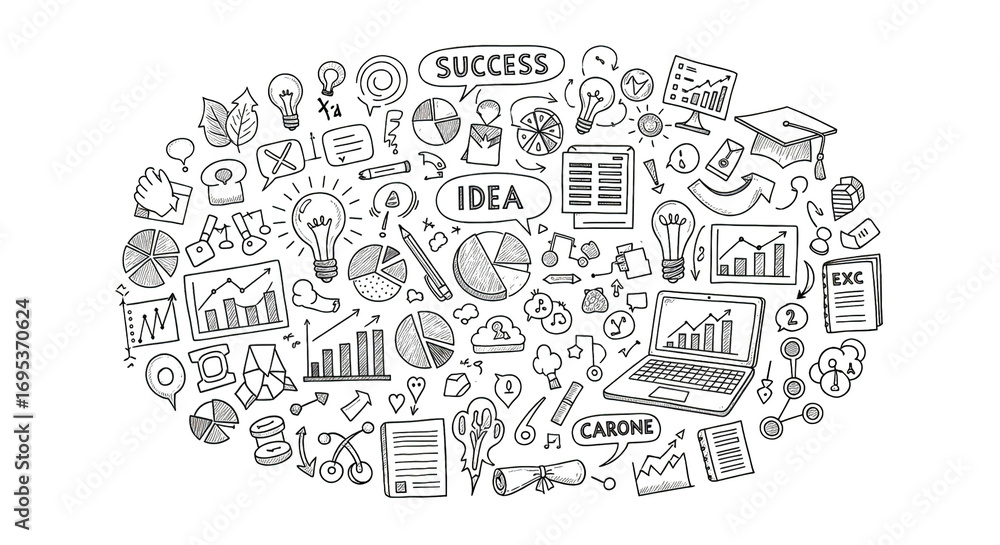 Fototapeta premium Business Strategy Doodle Sketch