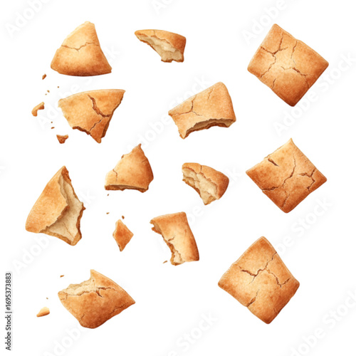 Crunchy Snack Crackers in the Air – Tasty Food Falling Effect