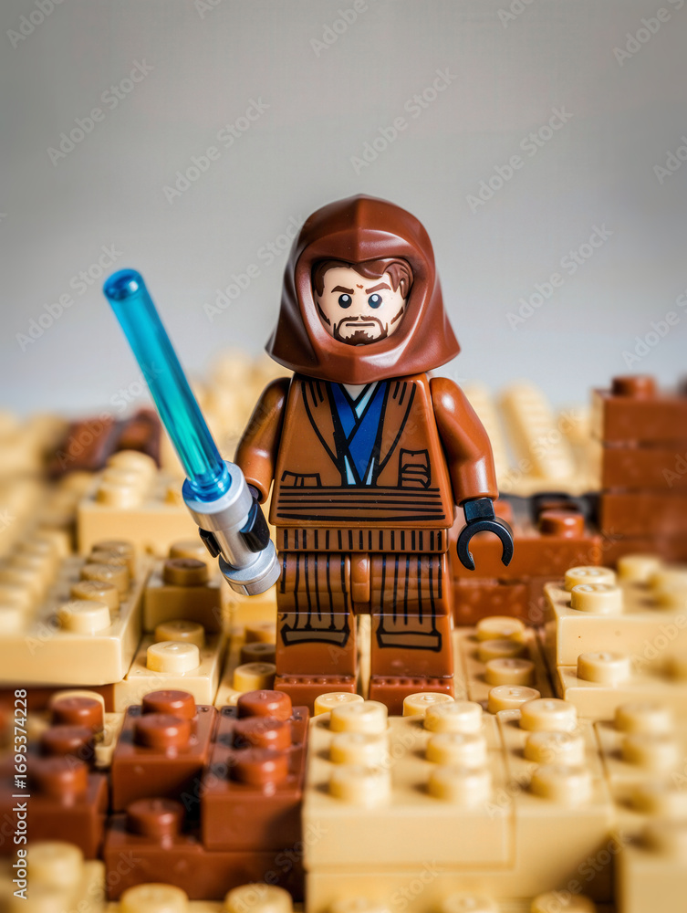 Fototapeta premium LEGO Star Wars Jedi Character Mini Figure, Obi-Wan Kenobi, Jedi Knight Minifigure With Lightsaber, London, UK