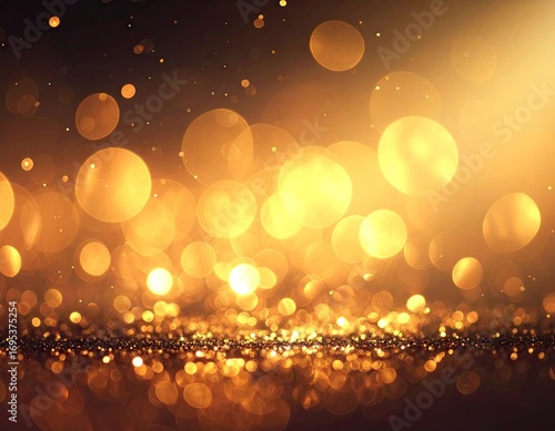 Shimmering Golden Bokeh Lights Abstract Background