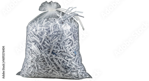 Shredded Paper in Clear Plastic Bag Studio Shot