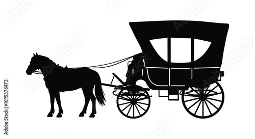 a classic horse drawn carriage silhouette art illustration