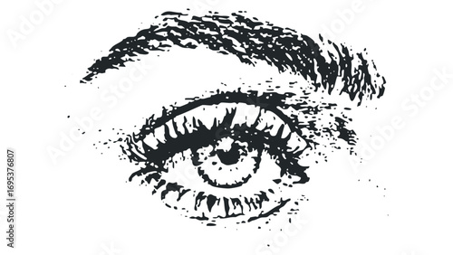 Abstract Ink Splatter Eye Detail. Vector hand drawn illustration