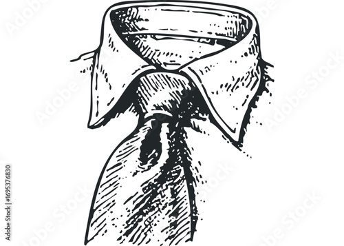 Hand drawn sketch of a collared shirt with a knotted tie. Vector hand drawn illustration