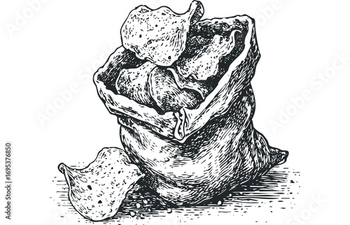 Bag of Chips Transparent. Vector hand drawn illustration