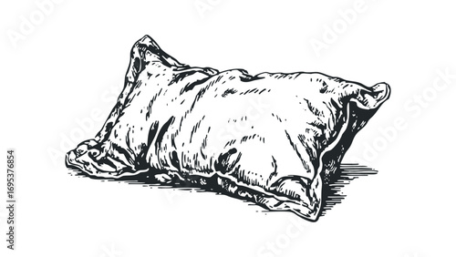 Sketchy Pillow Isolated on Transparent Background. Vector hand drawn illustration