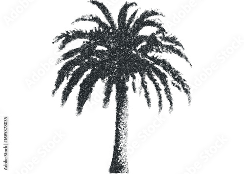 Palm Tree Halftone Silhouette. Vector hand drawn illustration