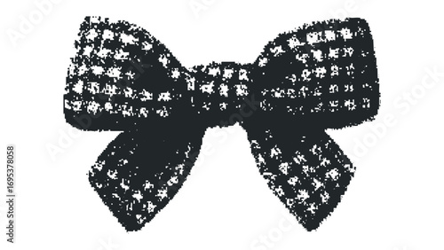 Grungy textured bow tie with speckle effect. Vector hand drawn illustration