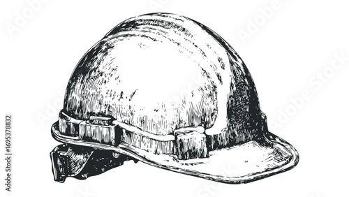 Sketch of a protective hard hat for construction workers. Vector hand drawn illustration