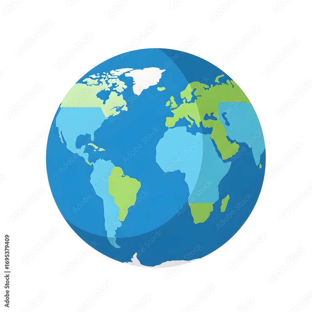 Fototapeta premium World Globe with Continents Simple Vector Illustration