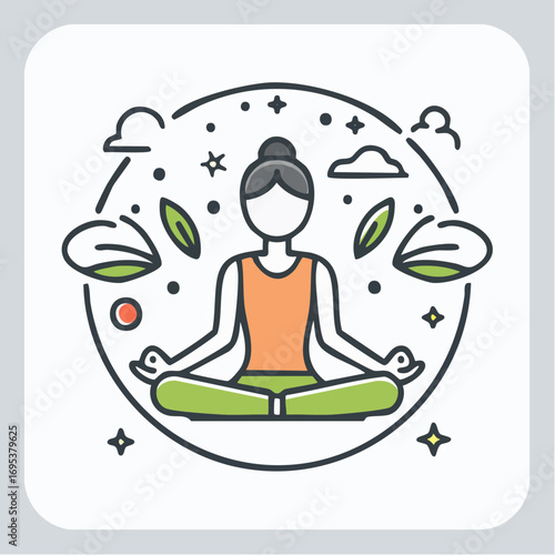 Serene Woman Meditating in Lotus Pose, Embracing Mindfulness and Inner Peace for Holistic Wellness and Stress Relief. A Symbol of Zen and Spiritual Balance