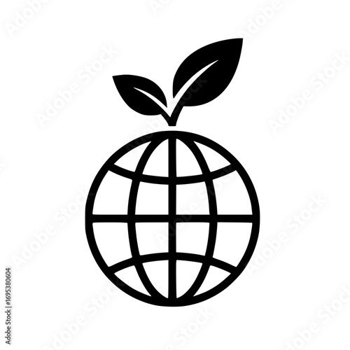 Globe with plant vector icon for eco world and environmental sustainability