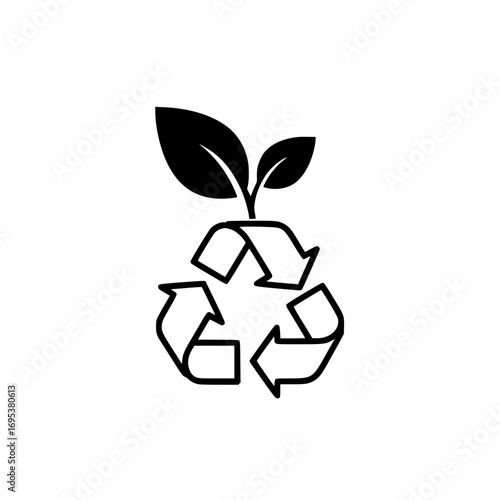 Plant with recycle symbol vector icon for ecology and green environment care