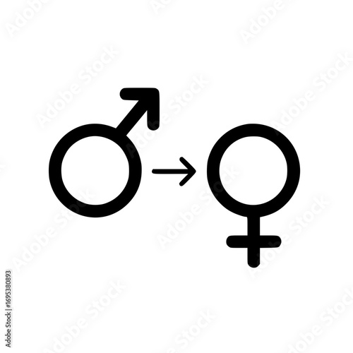 Gender change symbol vector icon for transformation and identity