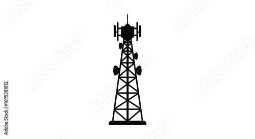 a tall communication tower with multiple antennas attached