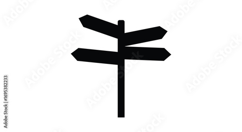 a simple black signpost with three directional arrows