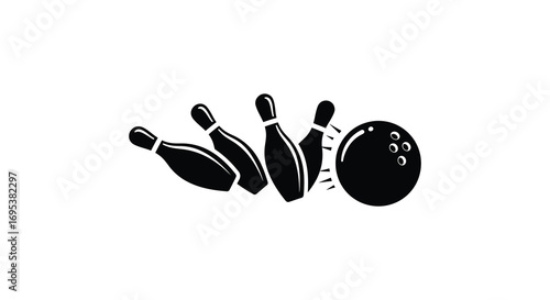 a bowling ball striking pins in action