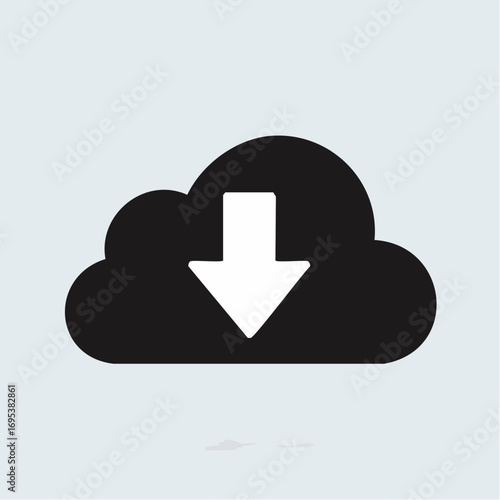 Cloud icon with download arrow symbolizing data upload and cloud computing