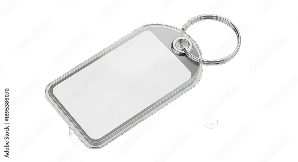 Fototapeta premium Blank Metal Keyring Tag Mockup Isolated White Background