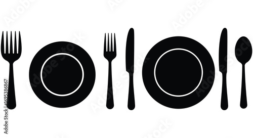 dining setup with plates forks knives and spoons arranged neatly