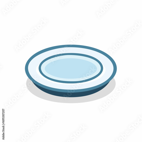 Clean Plate: A minimalist, isometric view of a pristine plate. Perfect for culinary concepts or design applications.