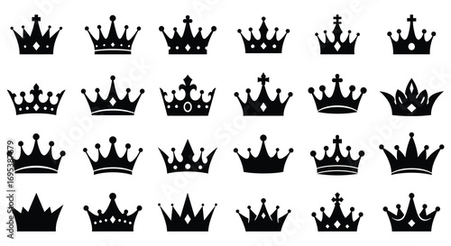 a collection of various crown designs displayed in rows