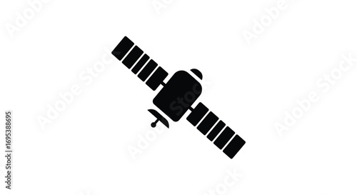 a satellite floating in space with solar panels extended