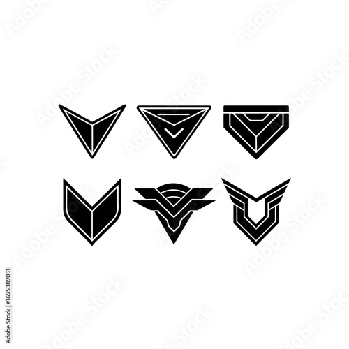 6 different futuristic neon valance silhouette vector
