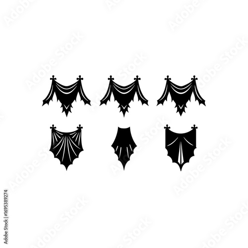 6 different gothic swag drapery silhouette vector 