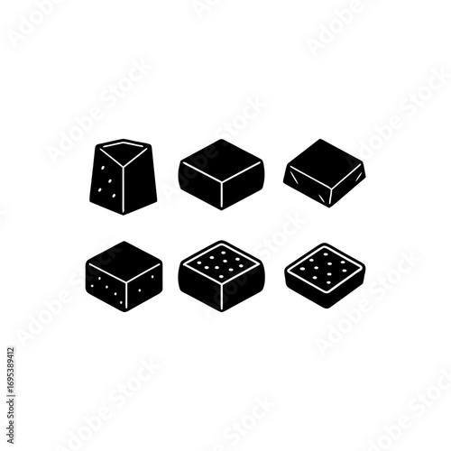 6 different halva block silhouette vector icons set
